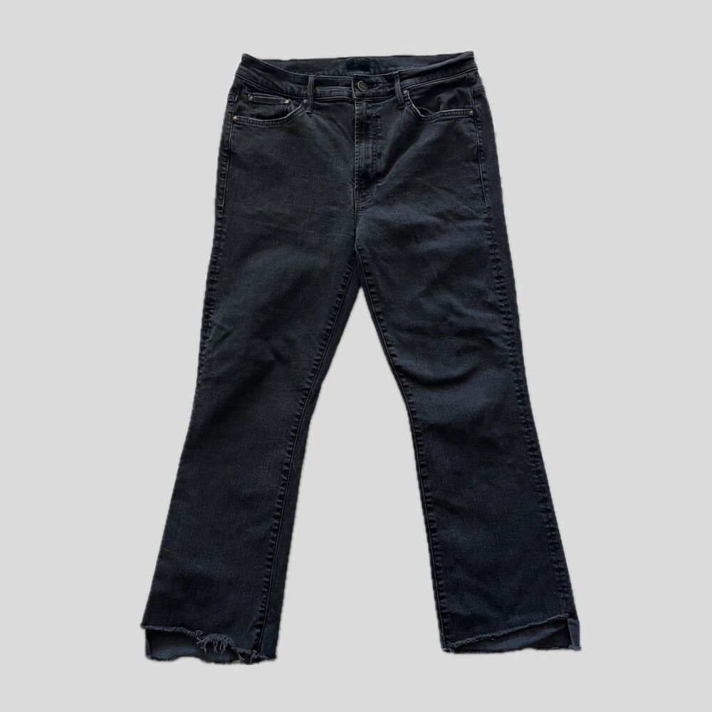 Mother Gray Black Insider Cropped Step Fray Mid Rise Womens Jeans Womens 30